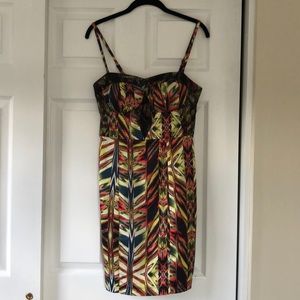 Multicolored bustier cocktail dress